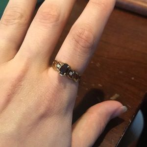 Goldtone Garnet CZ Accent Scalloped Ring Size 8